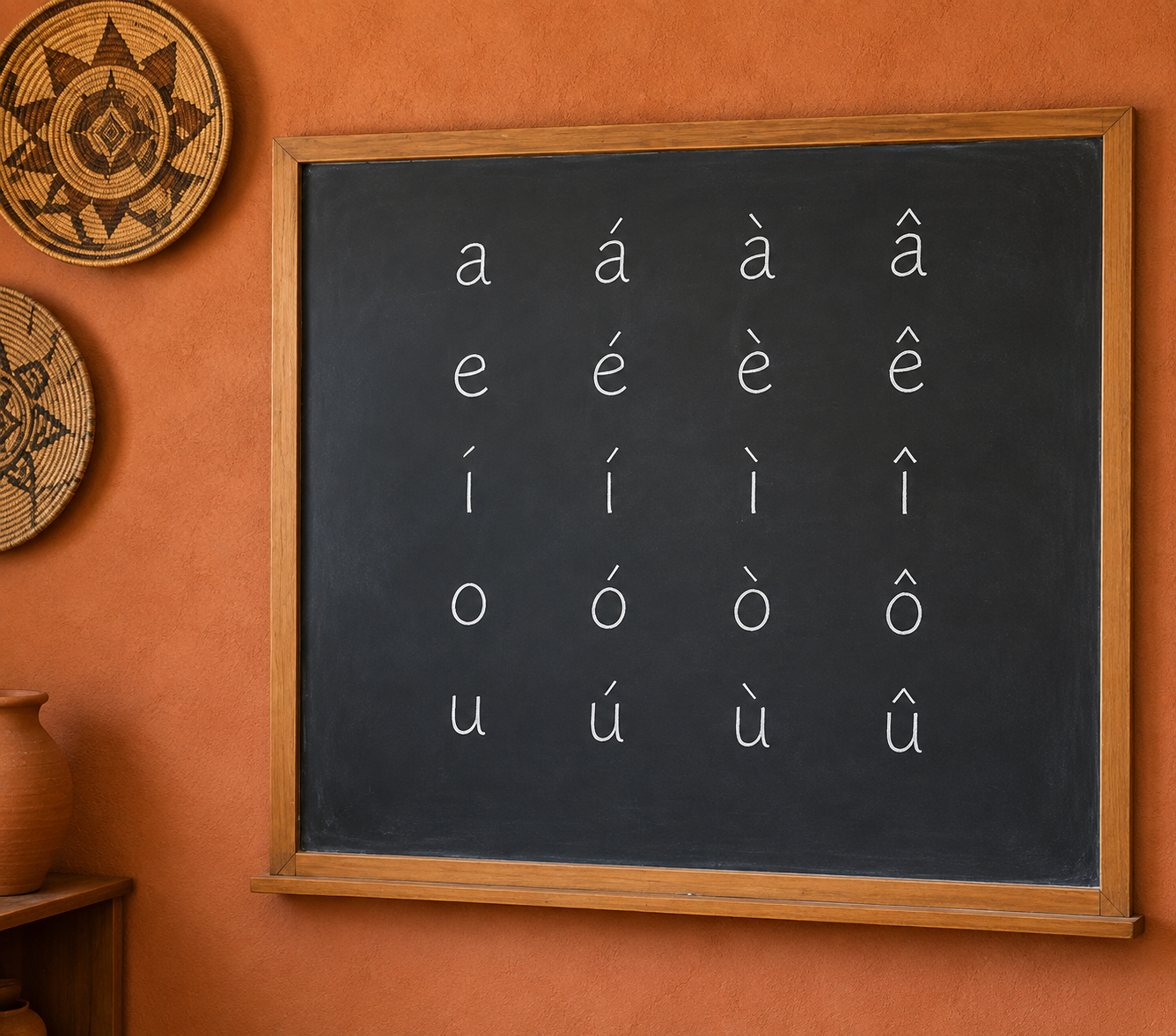 Tableau des voyelles yemba avec leurs tons : a, á, à, â